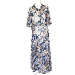 Kate and Lily Colorful Floral sheer Maxi Dress Size 6 Casual Feminine 3/4 sleeve